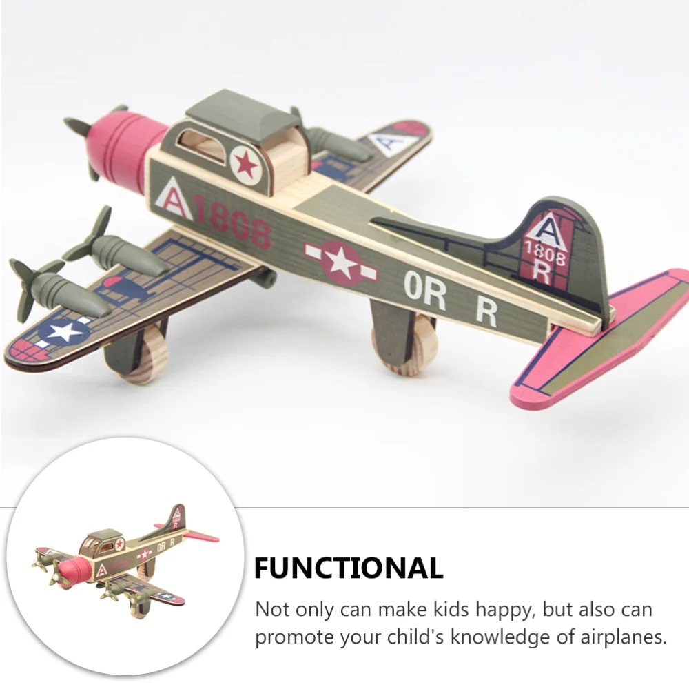 

Wooden Children Plane Little Boys Girls Children Kids Airplane Model