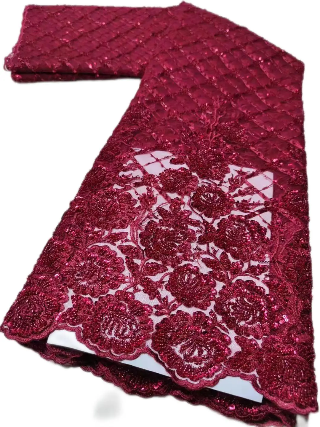 

Вышитая вручную Вышивка Тюль с блестками африканская Кружевная Ткань 5 ярдов французское высококачественное свадебное банкетное платье кр...