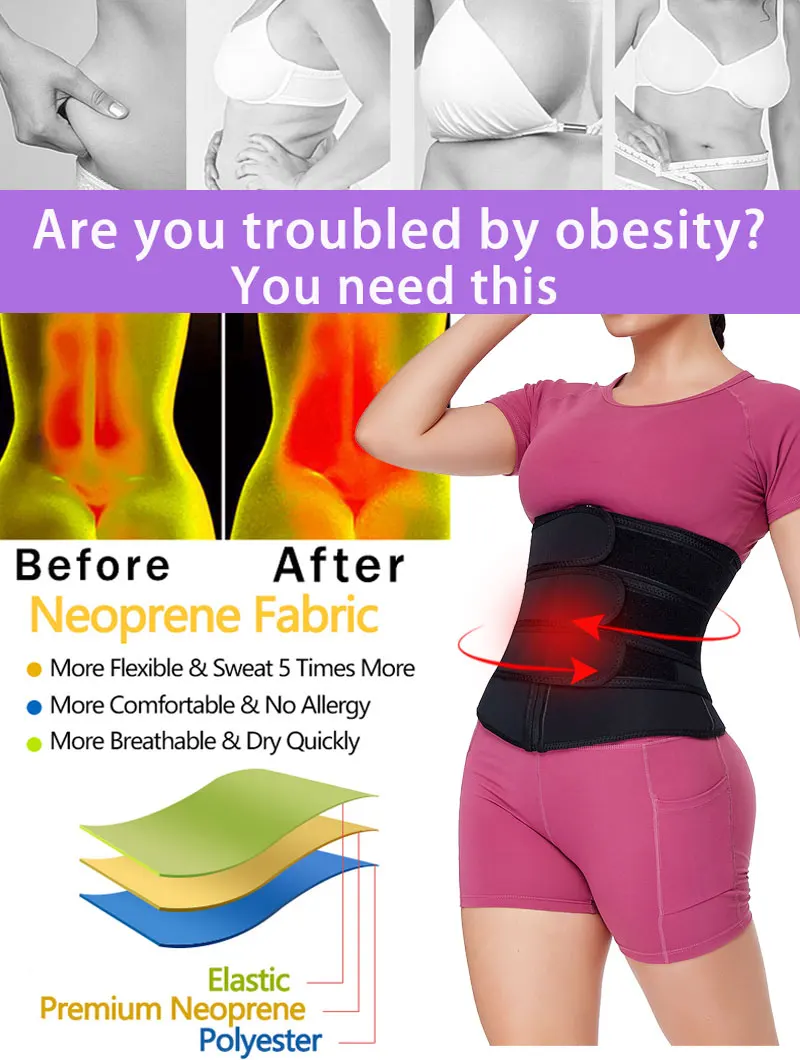 

3 Belt Waist Trainer Corset Neoprene Sweat Belt Body Shaper Women Slimming Sheath Reducing Curve Shaper Workout Trimmer Firm W10