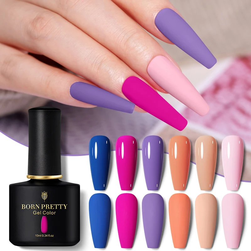 

Гель-лаки BORN PRETTY, цветные гибридные лаки для маникюра с эффектом потертости, полуперманентного базового покрытия, 6 шт., 10 мл