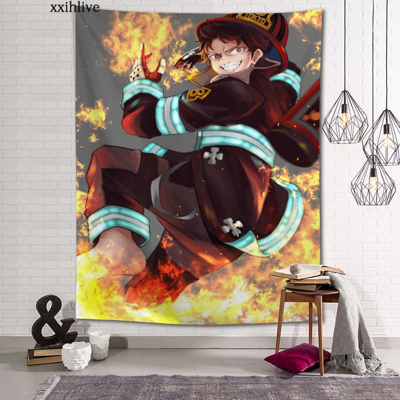 Японский аниме огненная сила на заказ HD гобелен для ковра дорожный матрас