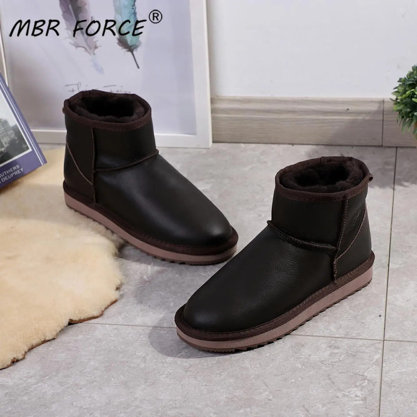 MBR FORCE/Новинка Модные классические Водонепроницаемые зимние ботинки из овечьей