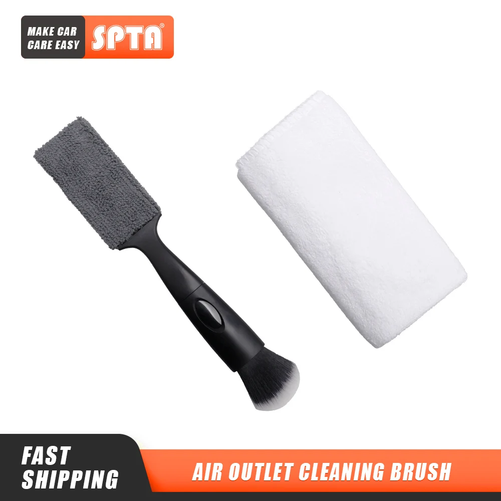 

SPTA Air Conditioning Air Outlet Cleaning Brush Double Side and Microfiber Towel Auto Interior Cleaning Tool Kit