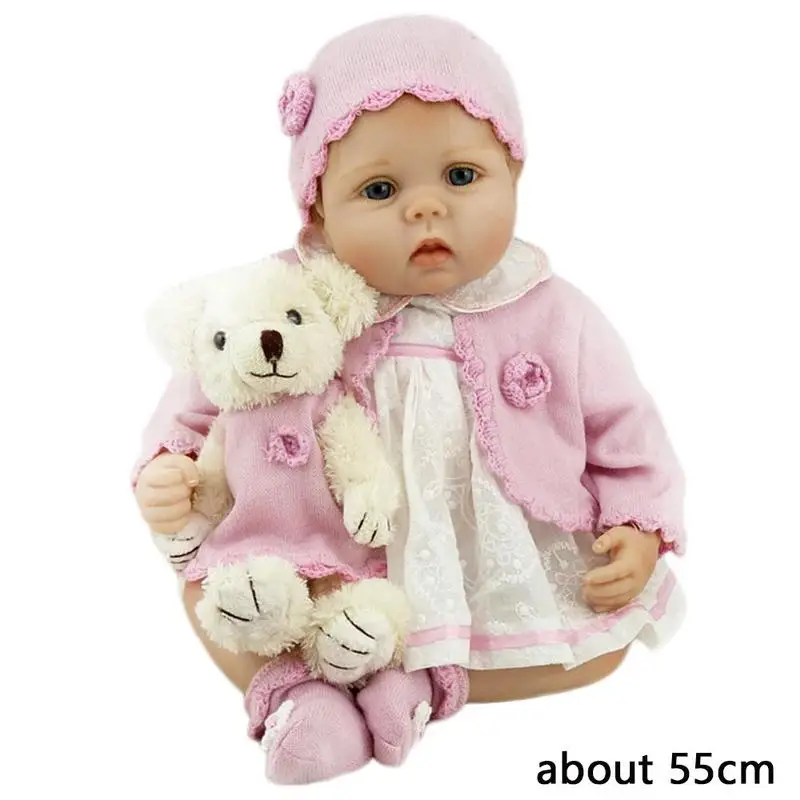 

22 inch 55cm Silicone Doll With Sweater Coat Soft Girl Toy Realistic Clothes Silicone Dressed Simulation Doll Fashion K0D7