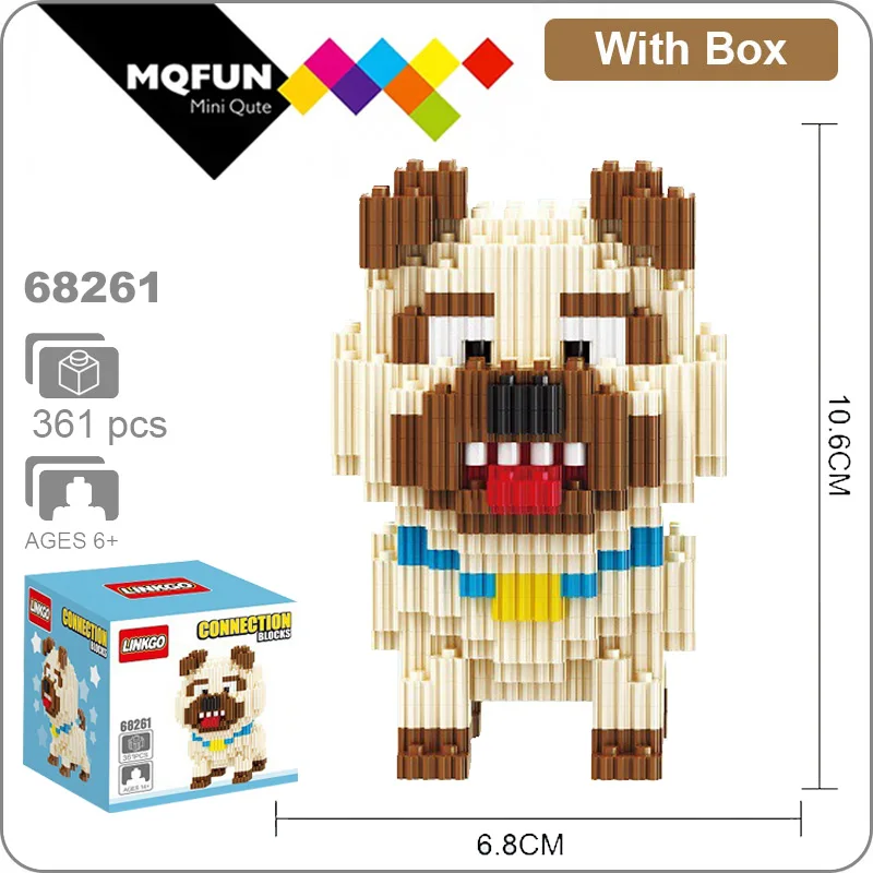 

Linkgo Funny cartoon micro diamond building block Animal dog rabbit diamond assemble toys action figures bricks for kids gifts