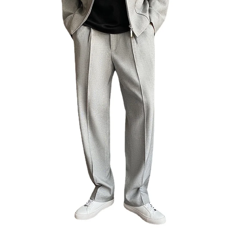 

Man Korean Streetwear Fashion Loose Casual Suit Pants Men Harajuku Chic Style Straight Gray Black Blazer Pant Male Long Trousers