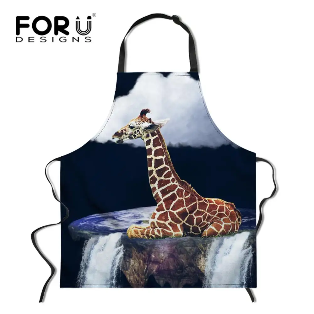 YY1495R FORUDESIGNS/Забавный нагрудник с принтом жирафа, панды, совы, кухонный фартук для выпечки для мужчин и женщин, регулируемые фартуки шеф-повара без рукавов - Цвет: YY1495R