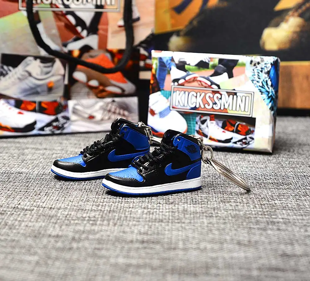 DIY Jordan Generation AIR JORDAN1 стерео 3D кроссовок фигурный брелок сумка Подвеска парный брелок - Color: a pair w metal  ring