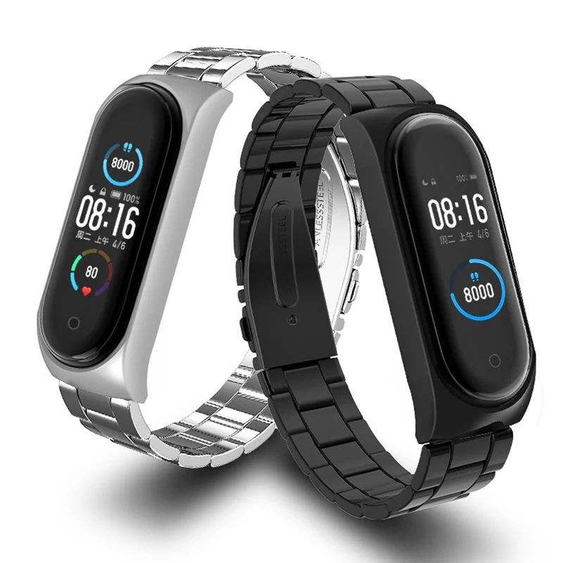 Ремешок из нержавеющей стали для Xiaomi Mi Band 5 4 3 металлический браслет Loop замена