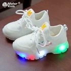 Детские легкие дышащие кроссовки, Нескользящие светящиеся туфли для мальчиков и девочек, износостойкая повседневная обувь с подсветкой, размеры 21-30