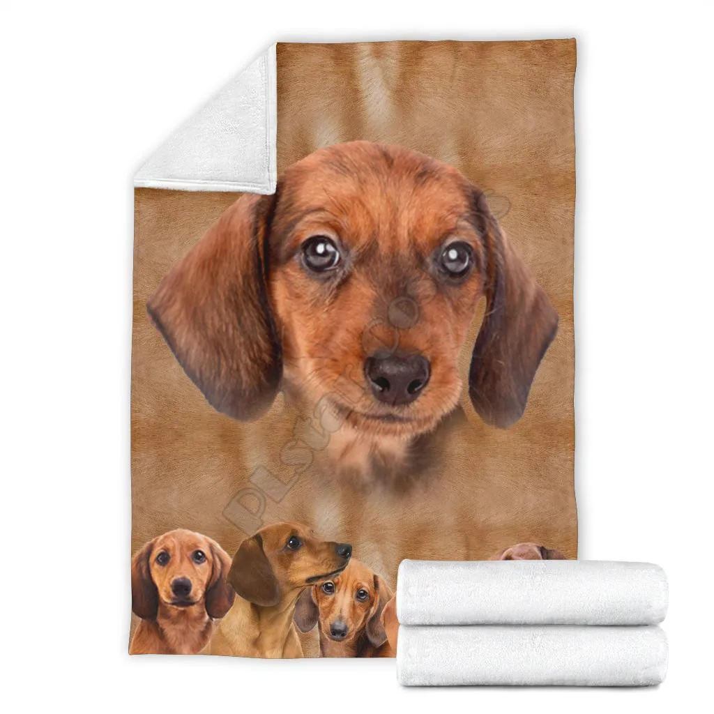 

Puppy face dachshund fleece blanket Printed Blanket Adults/kids Fleece Blanket Sherpa Blanket 02