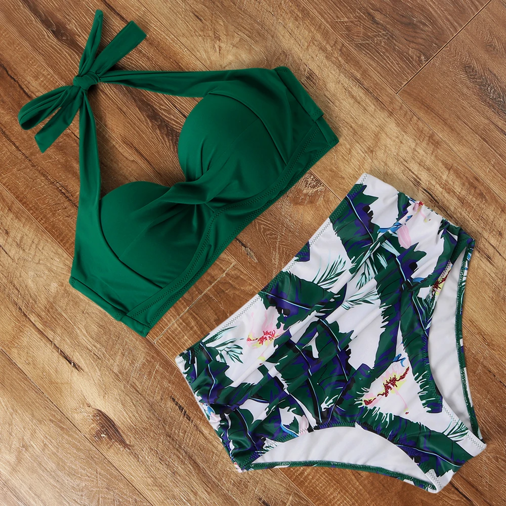 

High Waist Bikini 2020 Floral Swimsuit Leopard Swimwear Women New Sexy Bikinis Women Ruffle Push Up Female Printed Bathing Suits