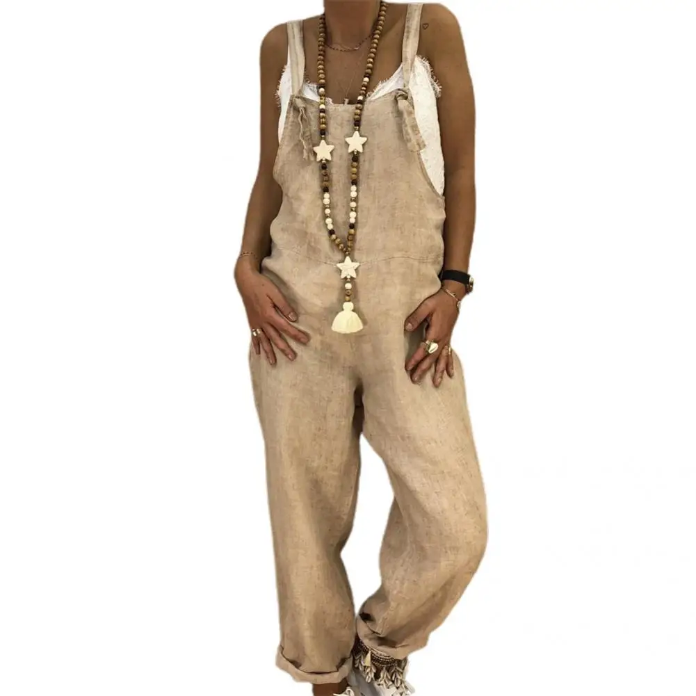 

Soft Popular Solid Color Adjustable Strap Jumpsuit Thin Women Jumpsuit Sleeveless for Daily Wear