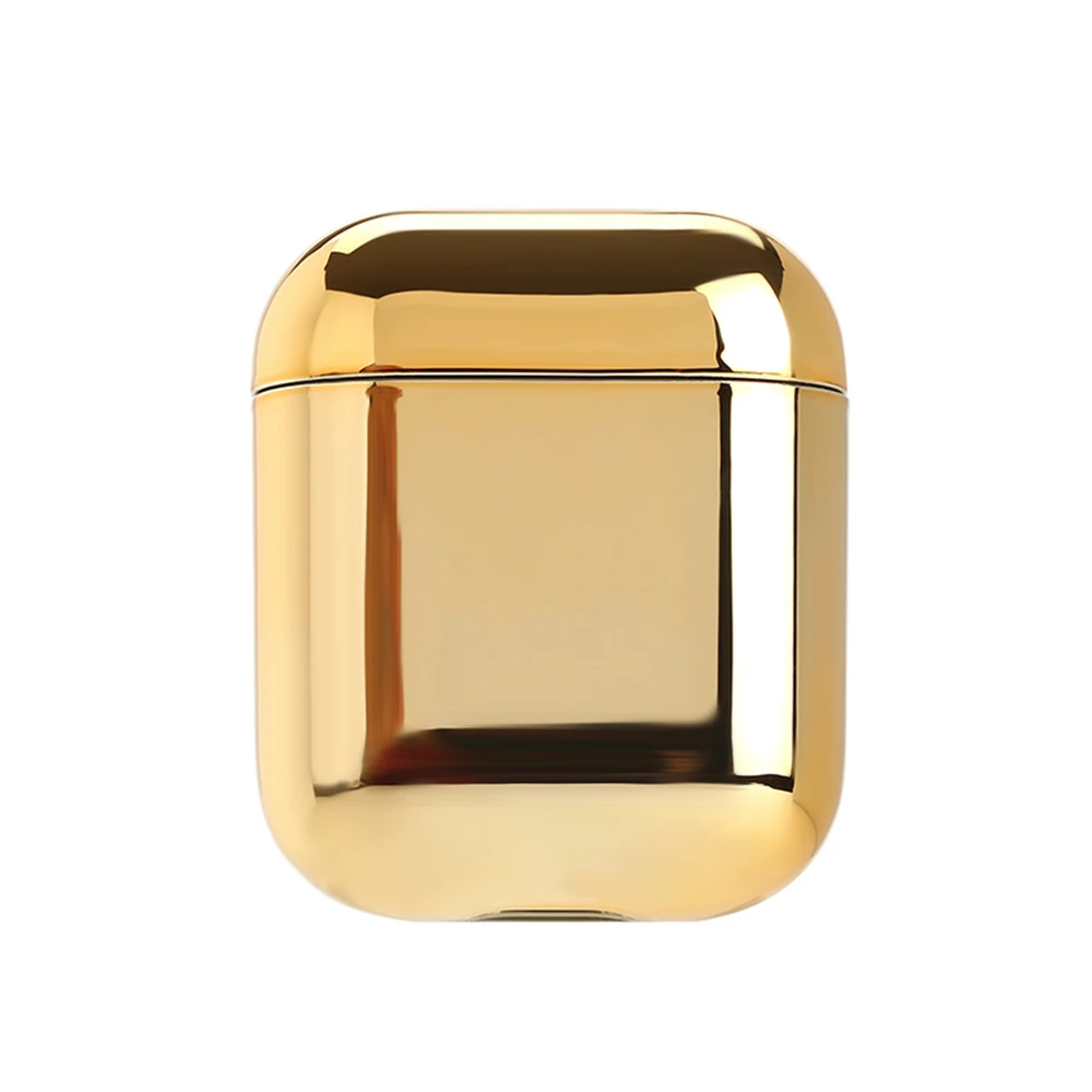Gold С гальваническим покрытием Жесткий Корпус для наушников оболочка для Apple Airpods защитный чехол роскошный золотой ящик все новые анти-осенние Чехлы для airpods 2 - Цвет: Gold