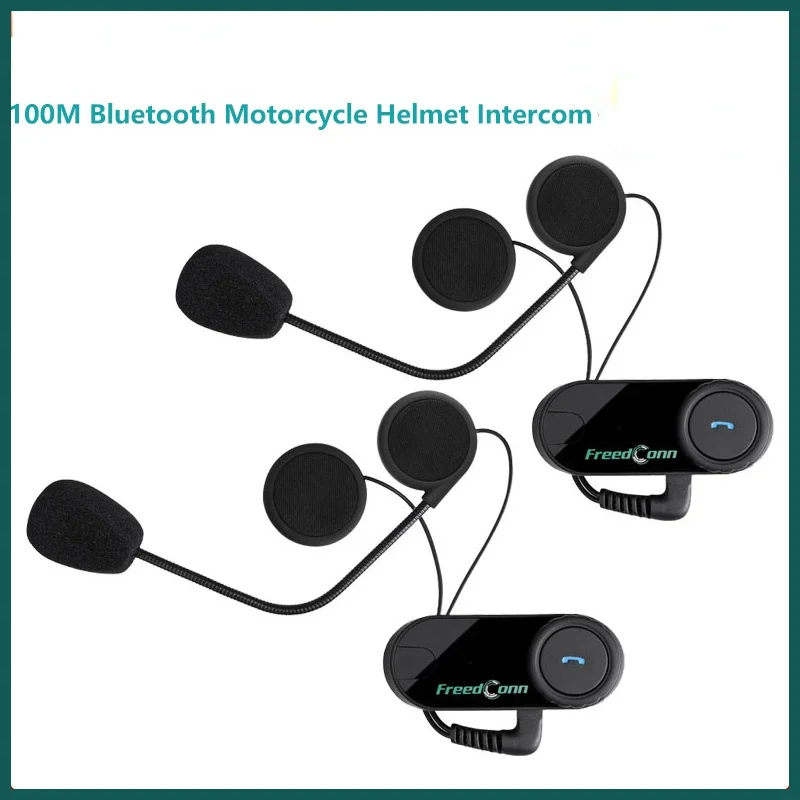 

2 pcs Freedconn Motorcycle Helmet Bluetooth Headset Intercom BT Interphone 800M Rider to Pillion Intercom with FM radio