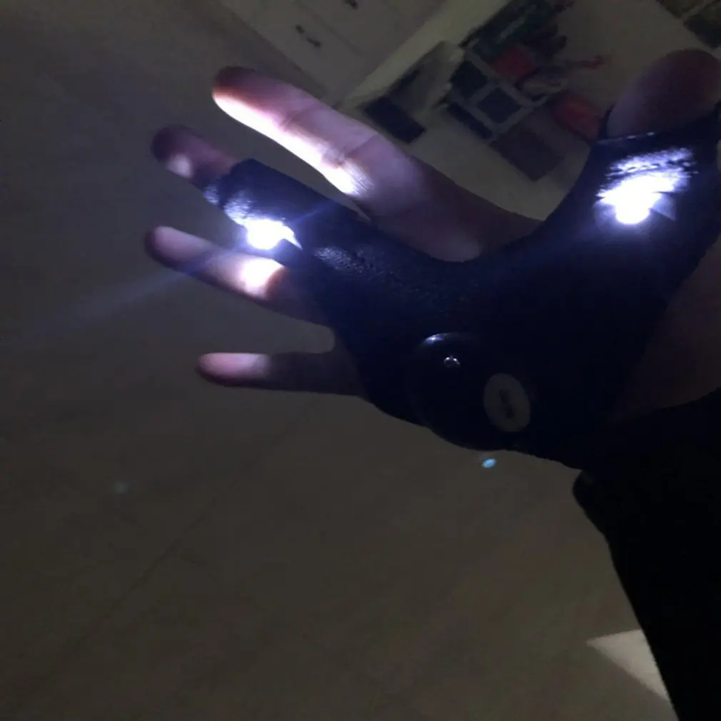 Светодиодный светильник вспышка перчатки Ночной без пальцев для ремонта рыбалки