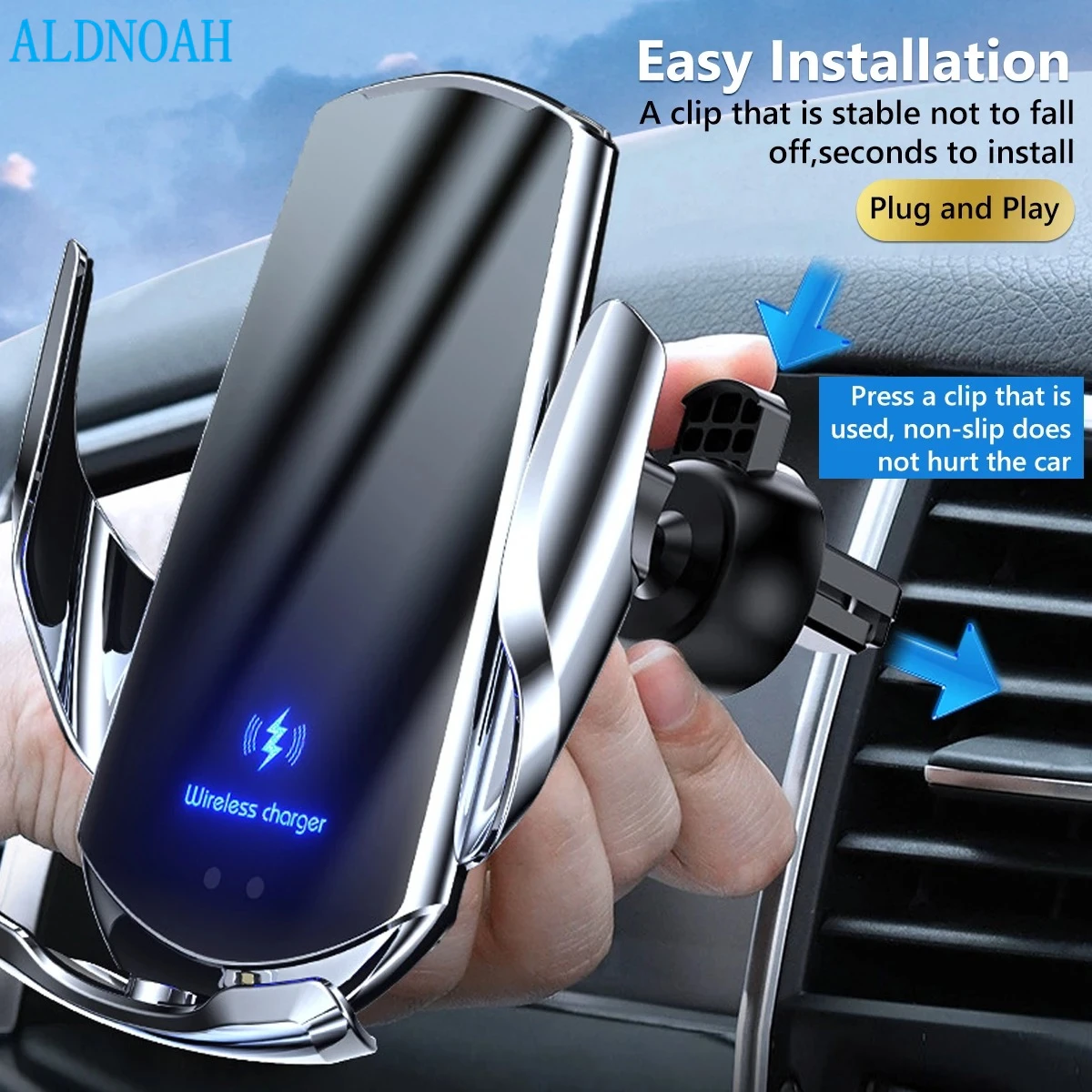 

Automatic Clamping Car Wireless Charger Holder 15W Qi Car Phone Bracket for Air Vent Mount Intelligent Infrared Fast Charger
