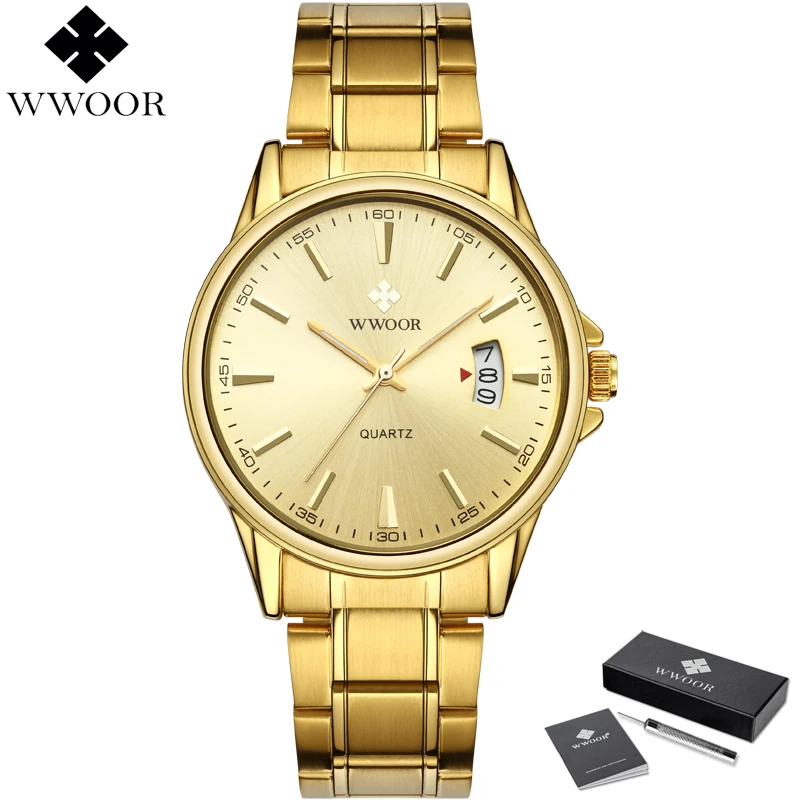 Часы наручные WWOOR Мужские кварцевые брендовые Роскошные Аналоговые из