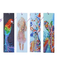 4 pieces 5d diamond painting bookmarks beautiful leather tassel bookmark gift for mothers day rhinestone embroidery arts crafts