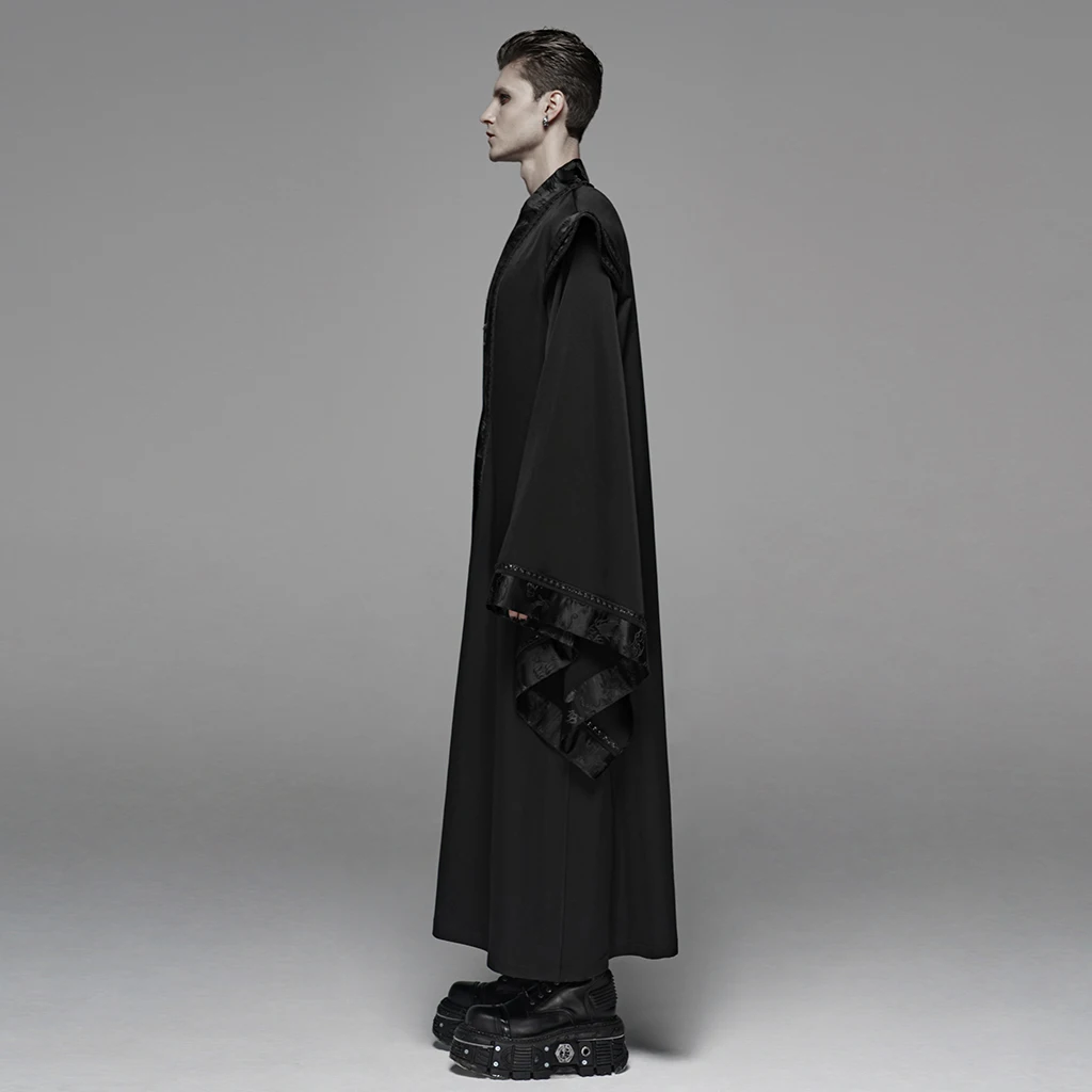 Мужская длинная куртка в стиле панк готический темно-китайский стиль Twill Shuttle Jacquar
