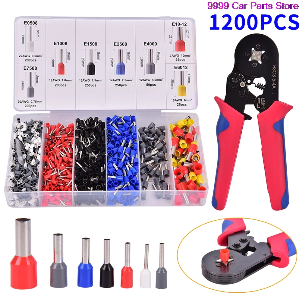 

1200pcs Crimp Tool Crimper Pliers Quadrilateral Needle Wire Terminal Strippers