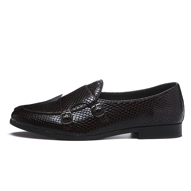 Повседневные Легкие мужские туфли без застежек со змеиным узором мокасин с