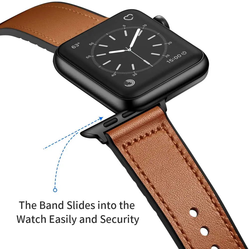Фото Ремешок силиконовый и кожаный для Apple watch band 44 мм 40 мм, браслет для iWatch band 38 мм 42 мм, Apple watch series 7 SE 6 5 4 3 №4