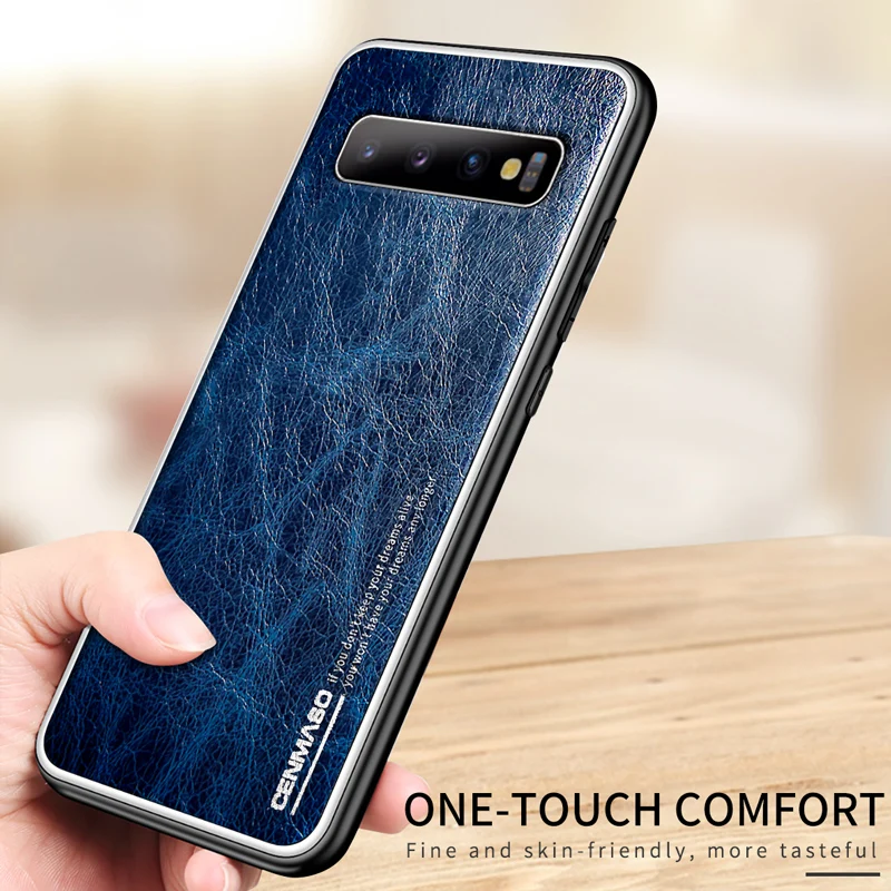 CENMASO чехол из натуральной кожи для samsung S10 чехол роскошный кожаный Ультра Тонкий Ретро Винтажный чехол для Galaxy S10 Plus Модный чехол