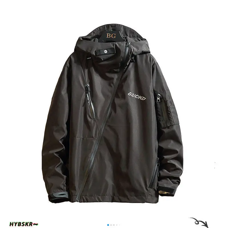 

Fall 2021, black, white, zippered, large size, Japanese men's windbreaker jacket