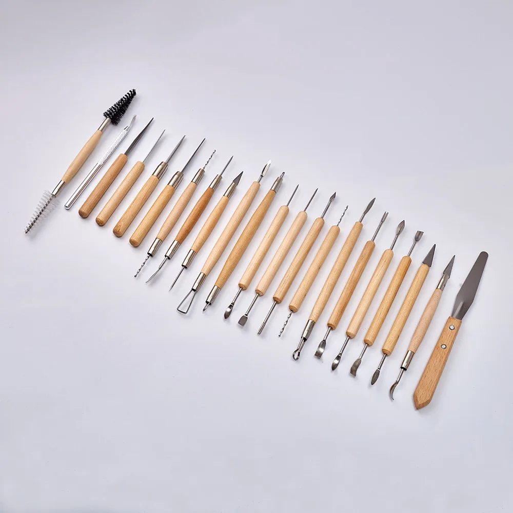 

22pcs Polymer Clay Arts Crafts Clay Sculpting Tools Set Modeling Carving Tool kit Pottery Ceramics Wood Handle Clay Tools