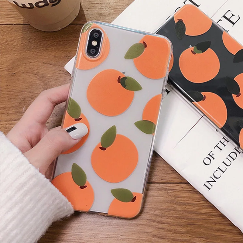 Противоударный чехол для телефона мягкий из тпу оранжевый прозрачный Apple iPhone X XR XS