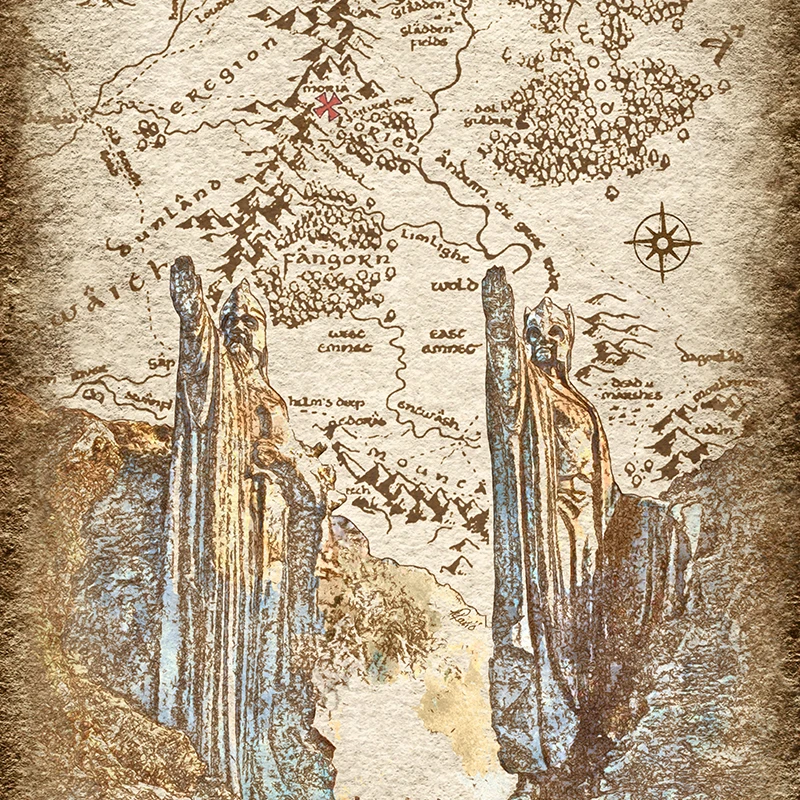 Tolkien Карта путешествий средней земли в стиле ретро настенное искусство холст