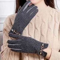 female casual wool touch screen gloves ladies winter warm plus velvet thickened mittens fashion cashmere gloves women outdoor