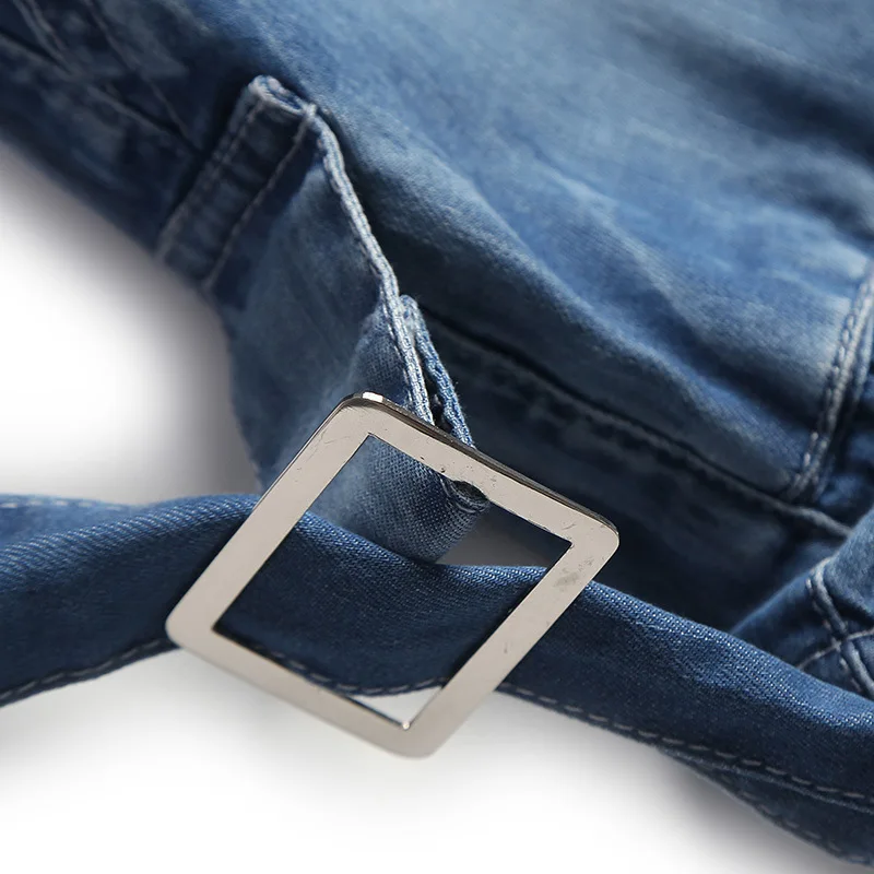 Осенние модные женские джинсовые комбинезоны свободного кроя с поясом