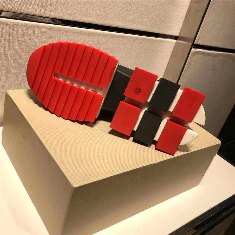 splice color lace-up high quality super king sneakers Genuine Leather with red rubber sole design Height Increasing | Обувь