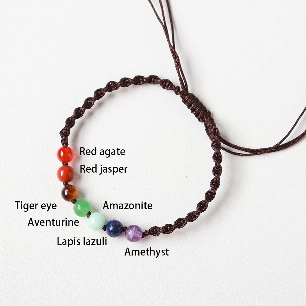 

Seven chakras crystal ball Reiky quartz beads Hand woven DIY Bracelet Natural 7 color crystal gem bracelet