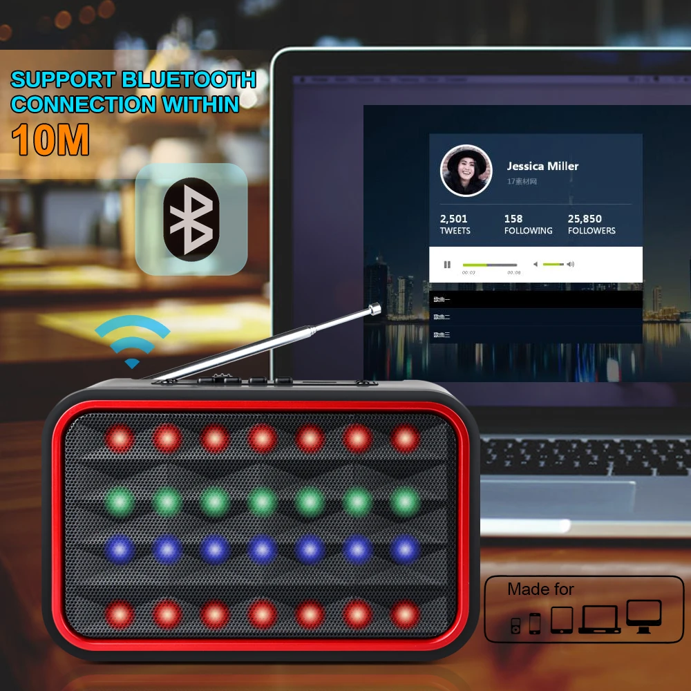 TOPROAD HIFI Портативная Беспроводная bluetooth колонка стерео басовая сабвуфер