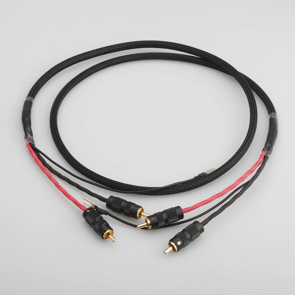 Аудиокабель Audiocrast 2 RCA к заземляющий U-образный штекер аудио кабель тонарма с