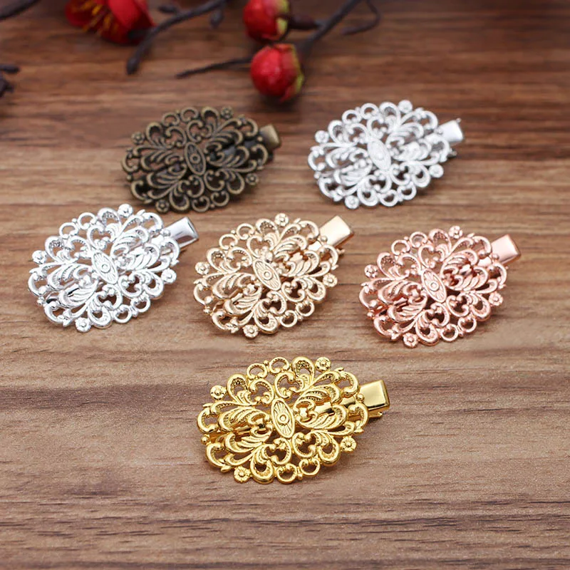 10 шт. заколки КРОКОДИЛЬЧИКИ для женщин 23 х31 мм|filigree flower|flower filigreemetal bobby pins |
