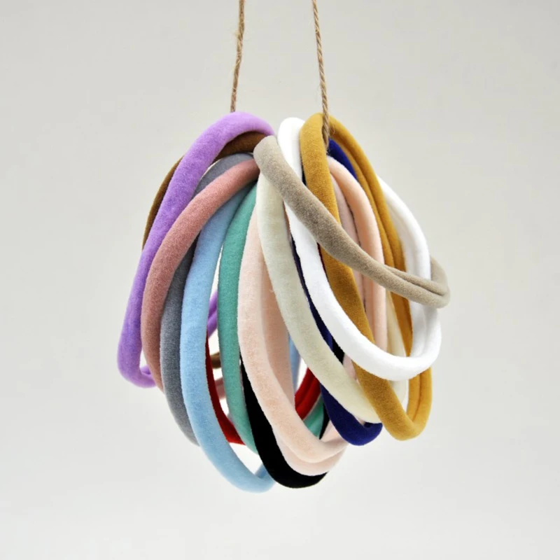 

Эластичные повязки для волос Queenbaby 50 шт./лот, тонкая нейлоновая повязка на голову, мягкая бесследная Детская повязка на голову, детский аксес...