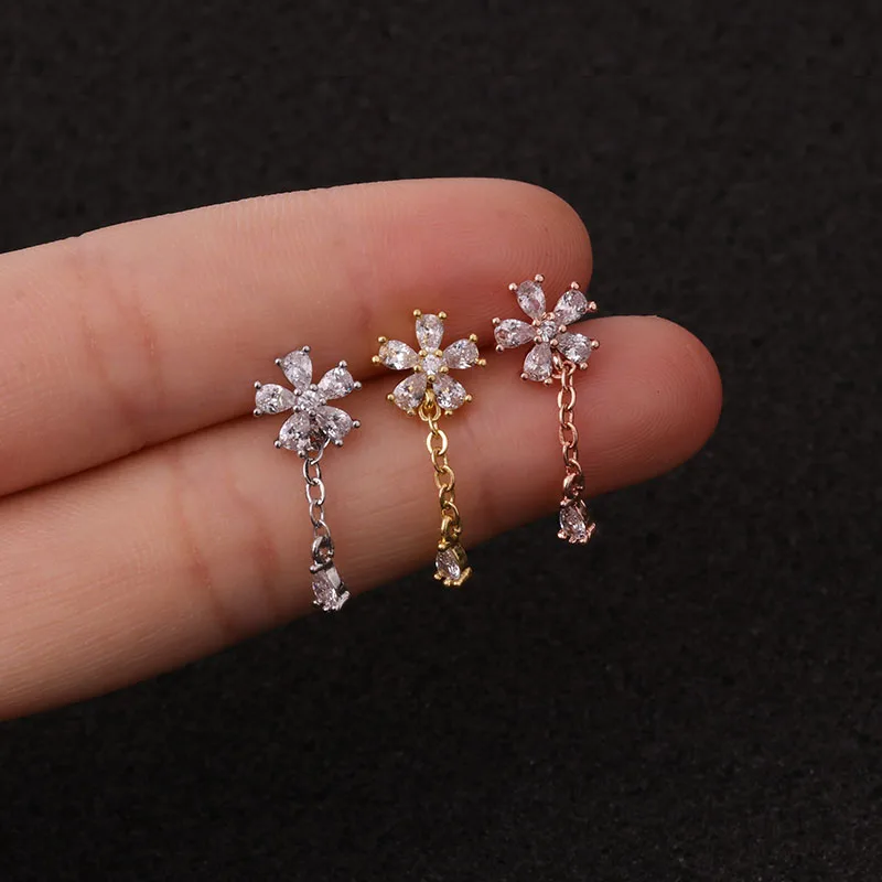 Feelgood 1Pc Rose/Yellow Gold And Silver Color Ear Cartilage Earring 20g Stainless Steel Helix Piercing Jewelry Rook Lobe Stud