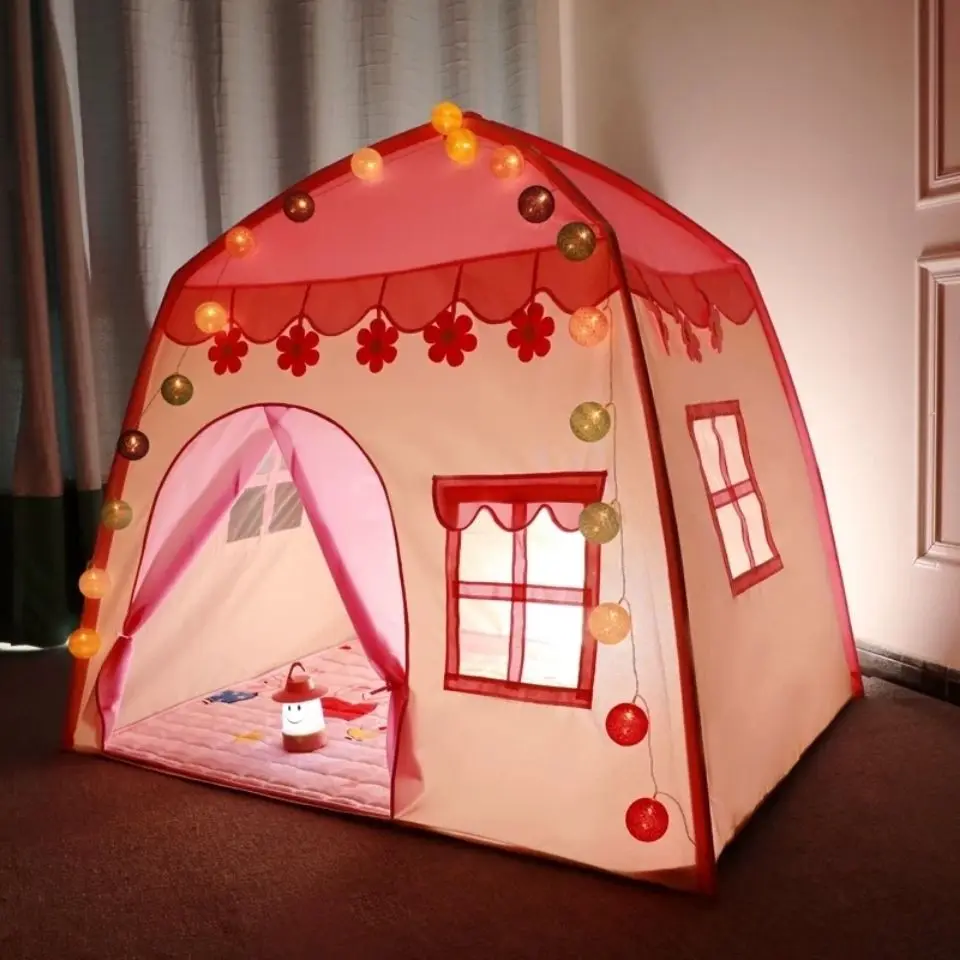 

Folding Children's Tent Wigwam Portable Kids Tents Tipi Large Baby Play House Kids Flowers Little House Birthday Gift Room Decor
