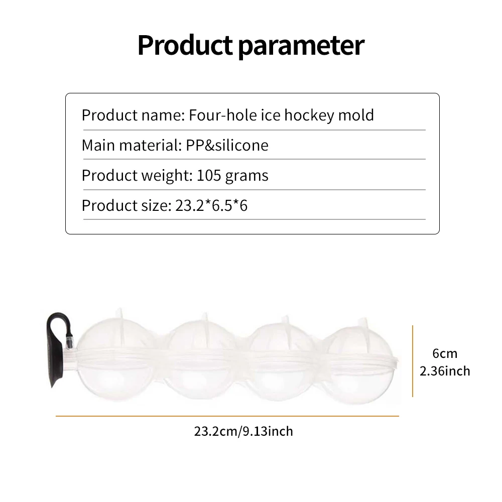 

4 Cavity Whiskey Ice Cube Maker Mold Creative Silicone Round Hockey Whiskey Ice Cube Ball Mould Kitchen Gadgets Bar Accessories