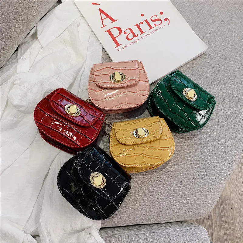 

Fashion Children's Coin Purse Vintage PU Leather Snake Pattern Mini Crossbody Bag for Girls Cute Small Kids Chain Shoulder Bag