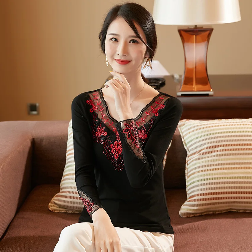 Оптовая продажа женские сетчатые топы новинка 2019 осенняя Сетчатая футболка с