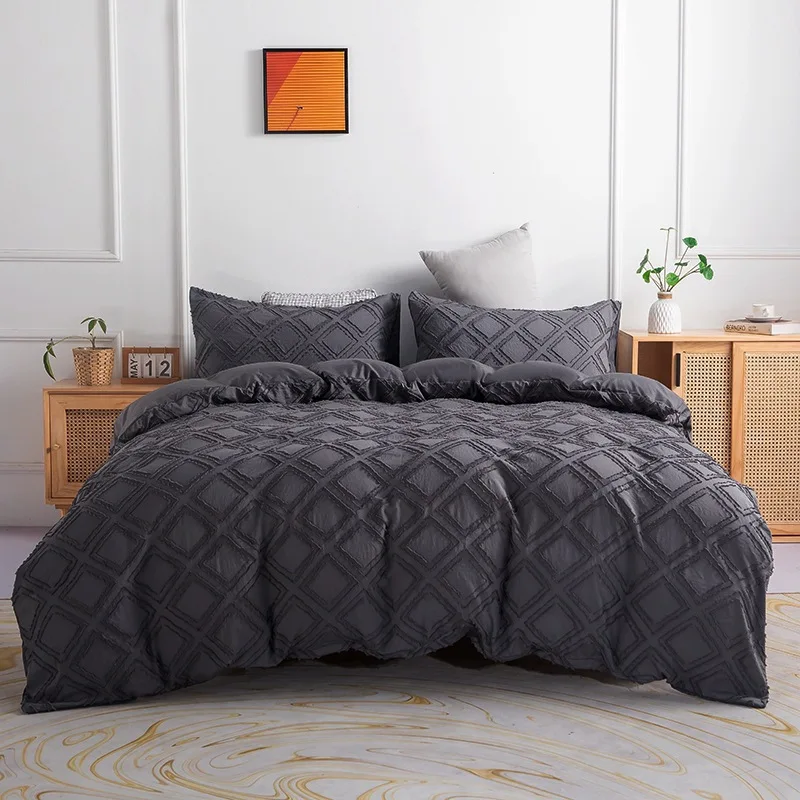 

Solid Flower Cut Artistic Lattice Duvet Cover Set King Queen Full Single Luxury Bed Linen Set
