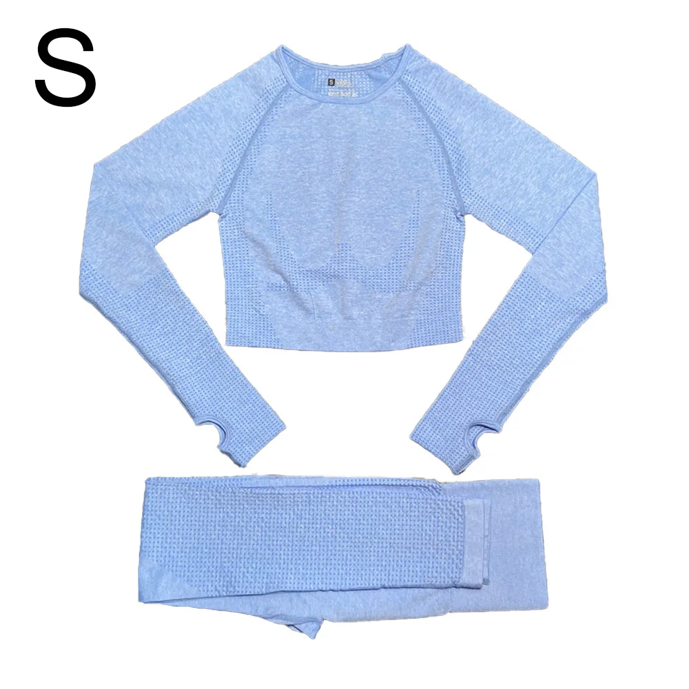 

Seamless Women Yoga Set Workout Sportswear Gym Clothing Fitness Long Sleeve Crop Top High Waist Leggings Sports Suits