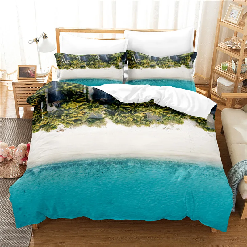 

Beautiful Coastline Bedding Set Duvet Cover Set 3d Bedding Digital Printing Bed Linen Queen Size Bedding Set Fashion Design