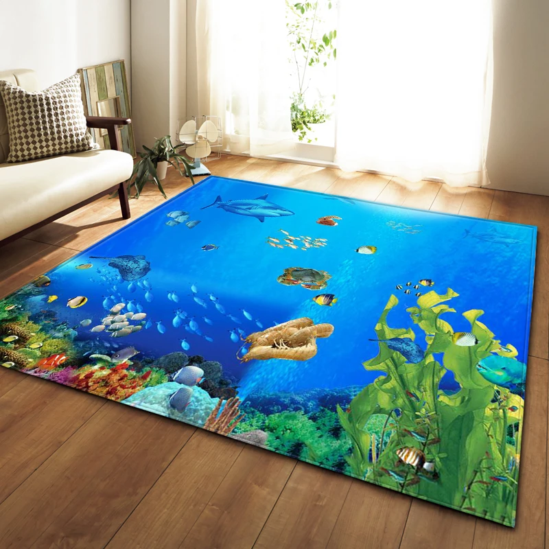 3D Океанский мир коврик Мягкий Нескользящий диван для гостиной ковер детской