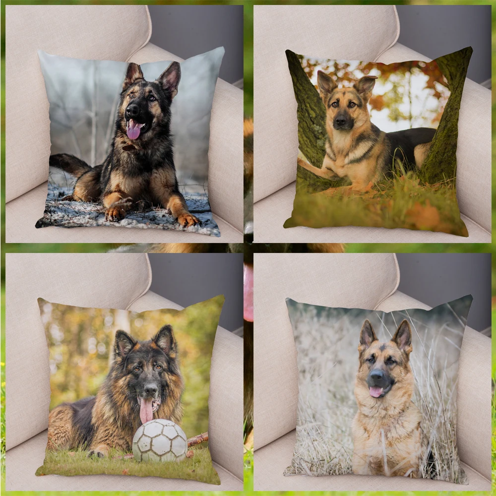 Чехол для подушки в виде немецкой овчарки супер мягкие короткие плюшевые